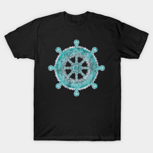 Dharma Wheel - Dharmachakra Silver and turquoise T-Shirt